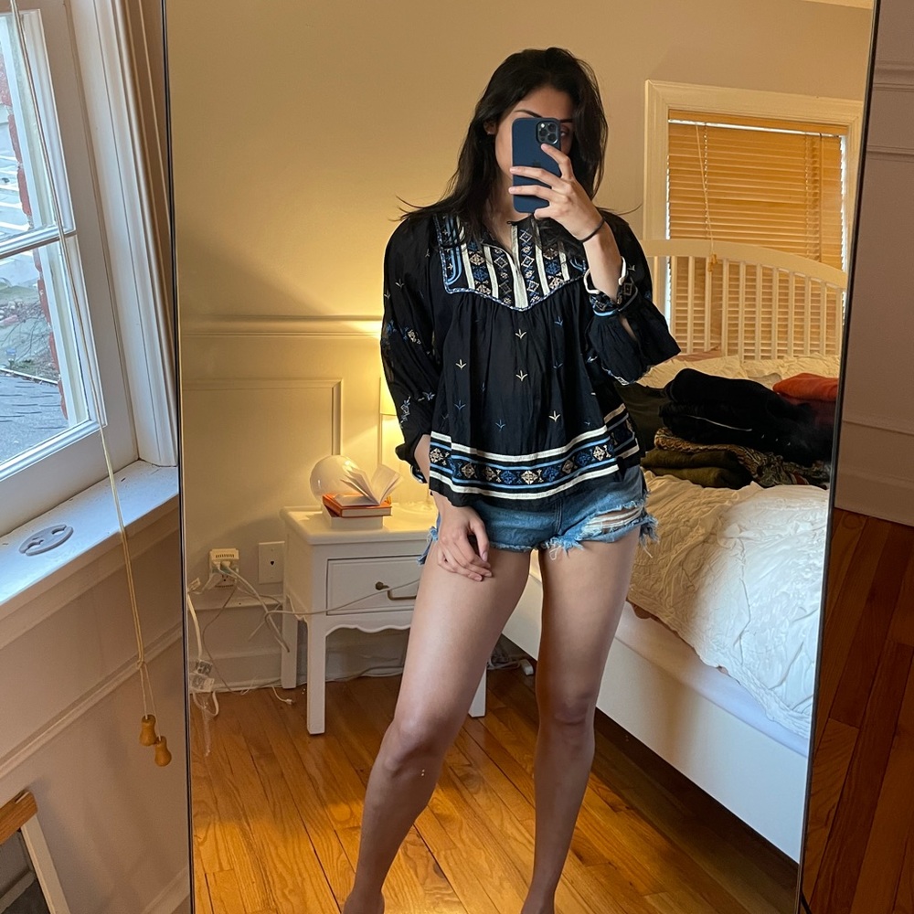 Zara embroidered blouse